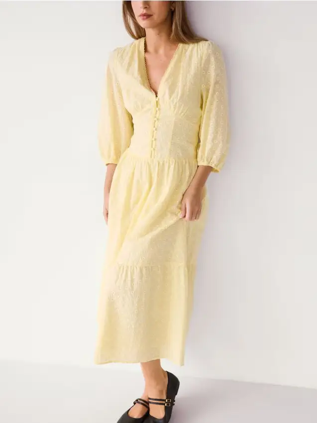 Vestito ricamato - giallo chiaro