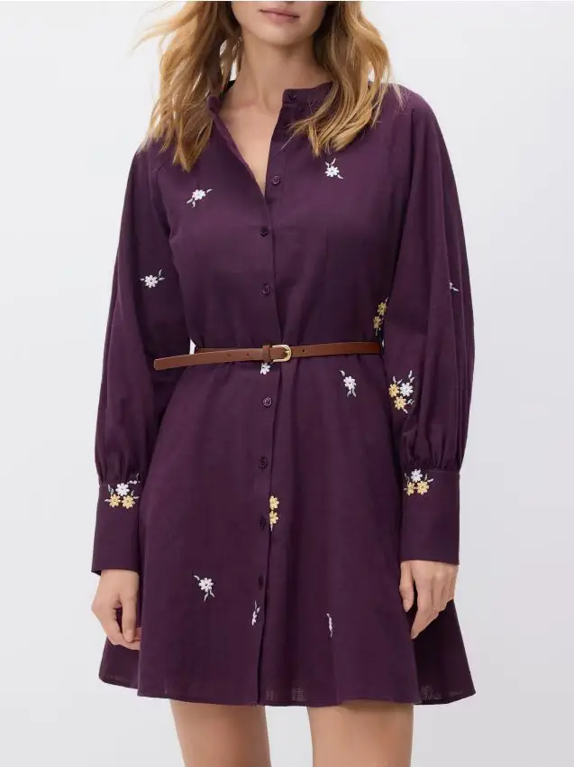 Vestito ricamato - maroon