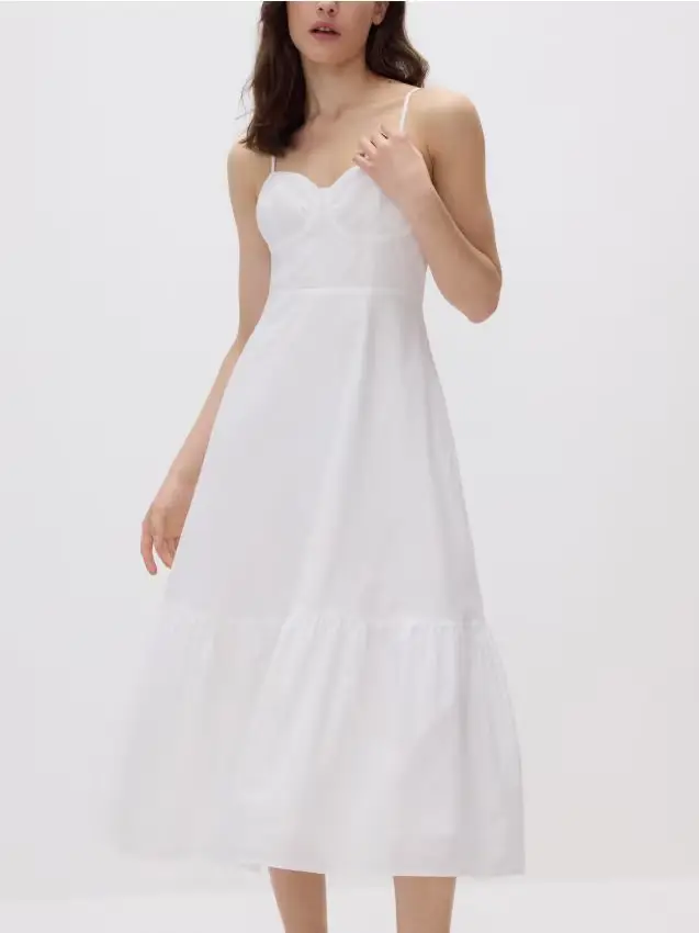 Vestito senza maniche in cotone - bianco