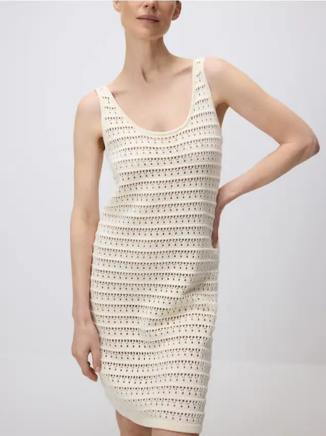 Vestito traforato - panna