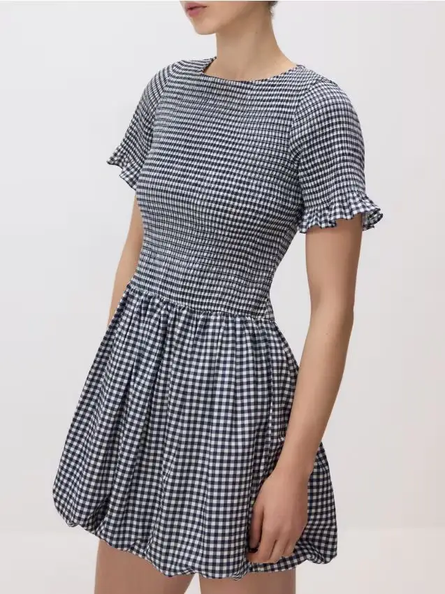 Vestito vichy a quadri vichy - blu scuro