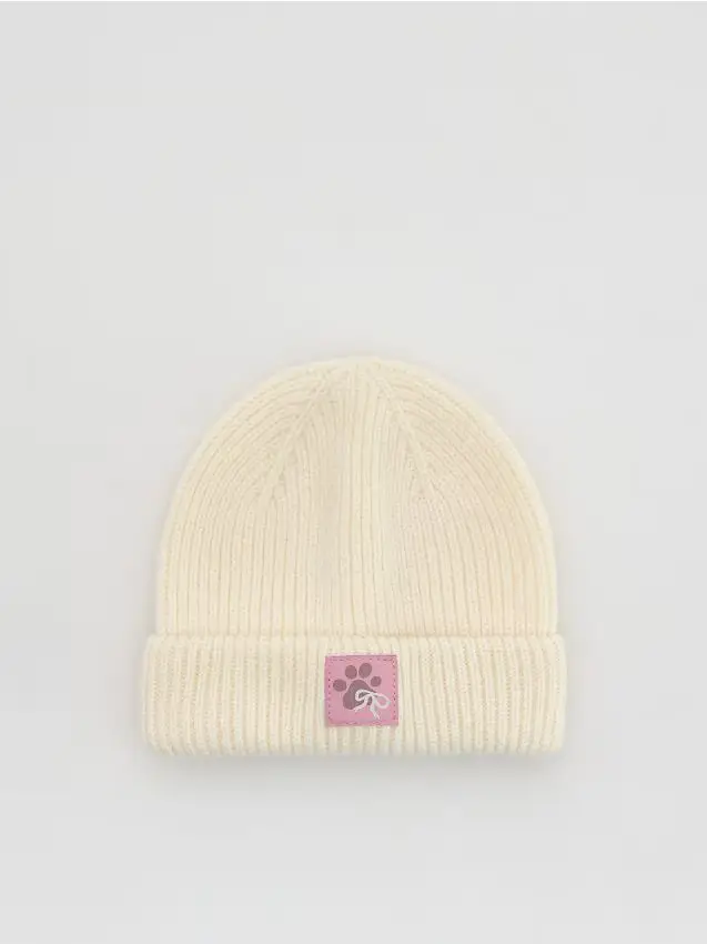 Zuccotto in lana con toppa decorativa - panna