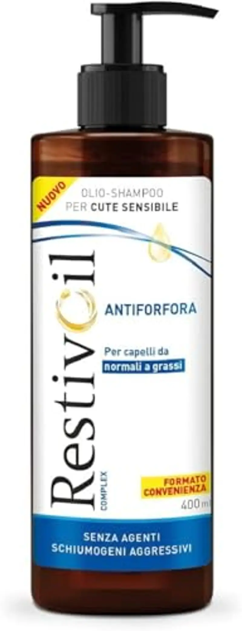 RestivOil Complex Shampoo Olio Antiforfora per Capelli da Normali a Grassi con Azione Antiseborroica e Anti Prurito, 400ml