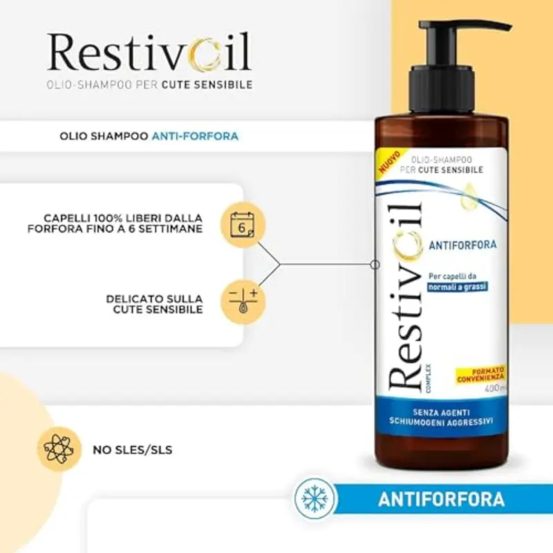 RestivOil Complex Shampoo Olio Antiforfora per Capelli da Normali a Grassi con Azione Antiseborroica e Anti Prurito, 400ml miniatura 3