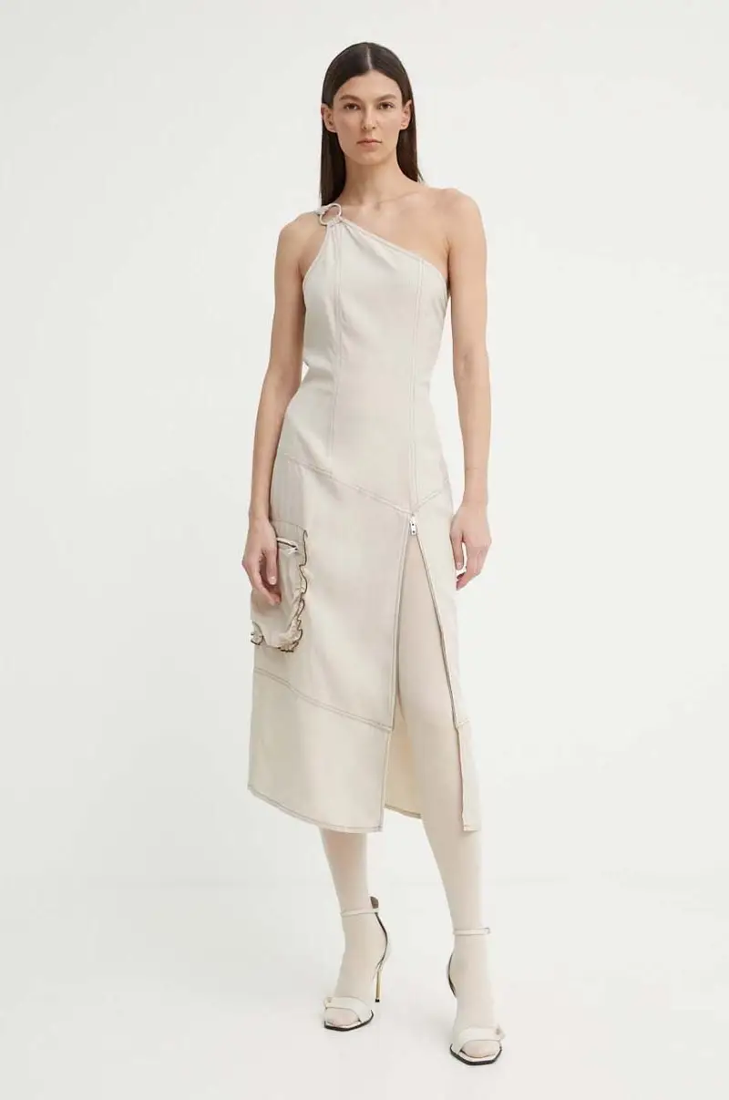 Résumé vestito con aggiunta di lino AminaRS colore beige 20781130