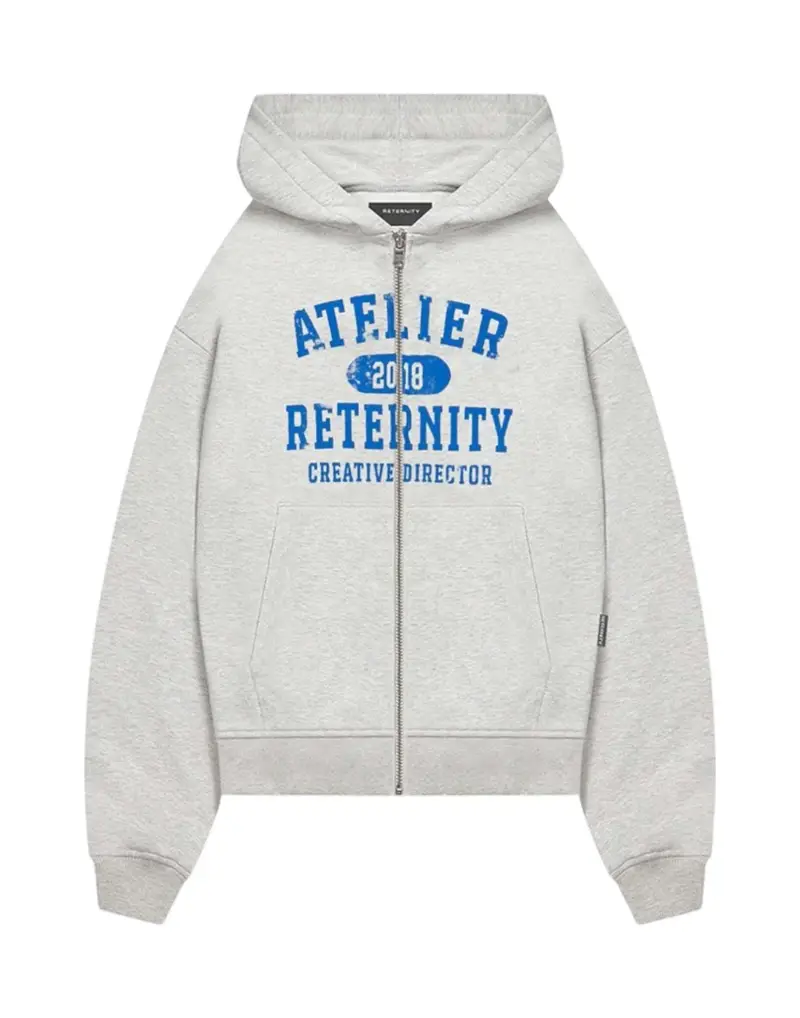 Atelier Emblem Zip Hoodie felpa con cappuccio e zip cropped fit - melange grey S