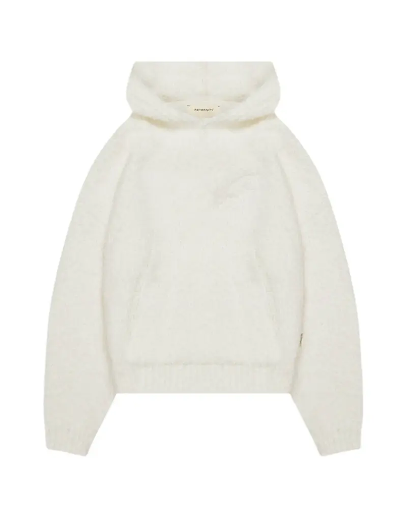 Reternity Bouclè knit hoodie maglioncino con cappuccio unisex boxy fit - cream XL