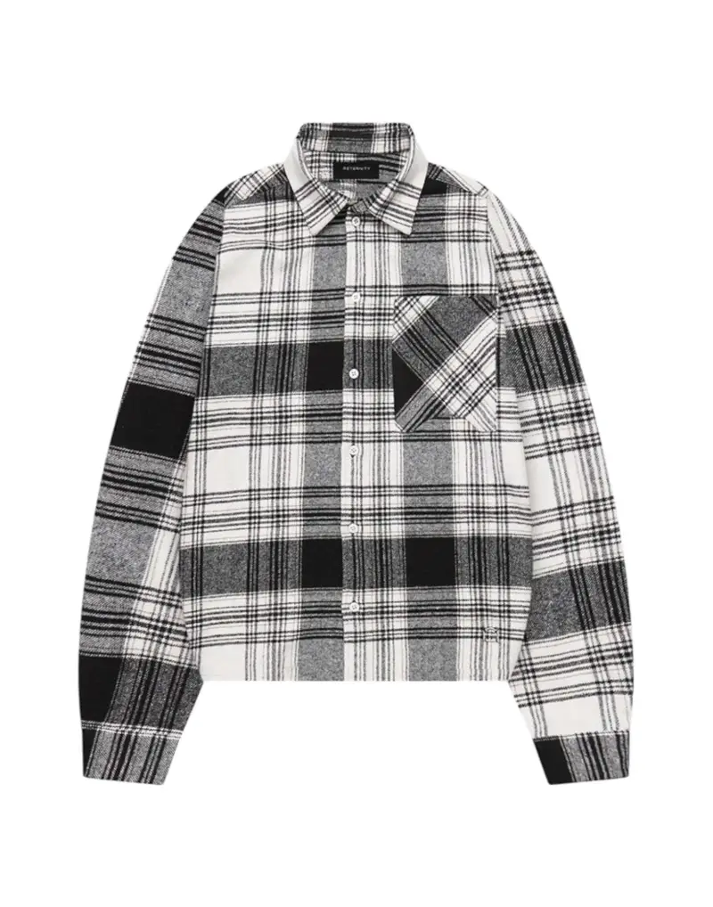 Creative dept logo flannel shirt camicione in flanella cropped fit - Black S