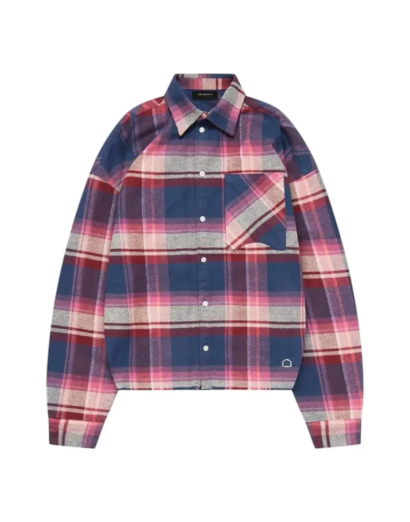 Creative dept logo flannel shirt camicione in flanella cropped fit - Purple S