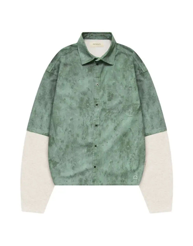 Deliria button shirt camicia cropped con doppia manica - Green S