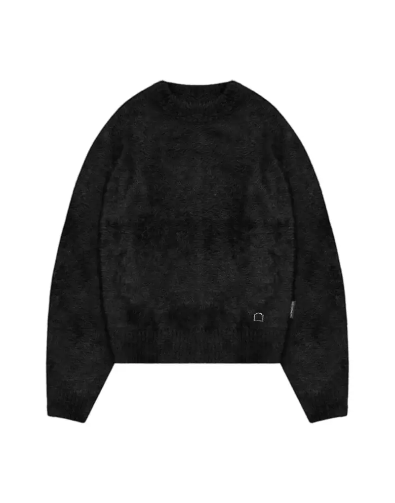Essential furry knit sweater maglione peloso con fit cropped - Black S