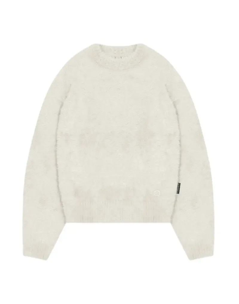 Essential furry knit sweater maglione peloso con fit cropped - Cream M
