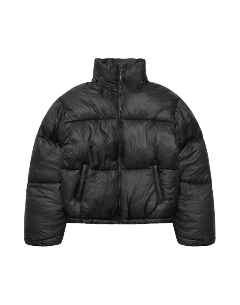 Wrinkled puffer jacket piumino invernale con cappuccio - Black S