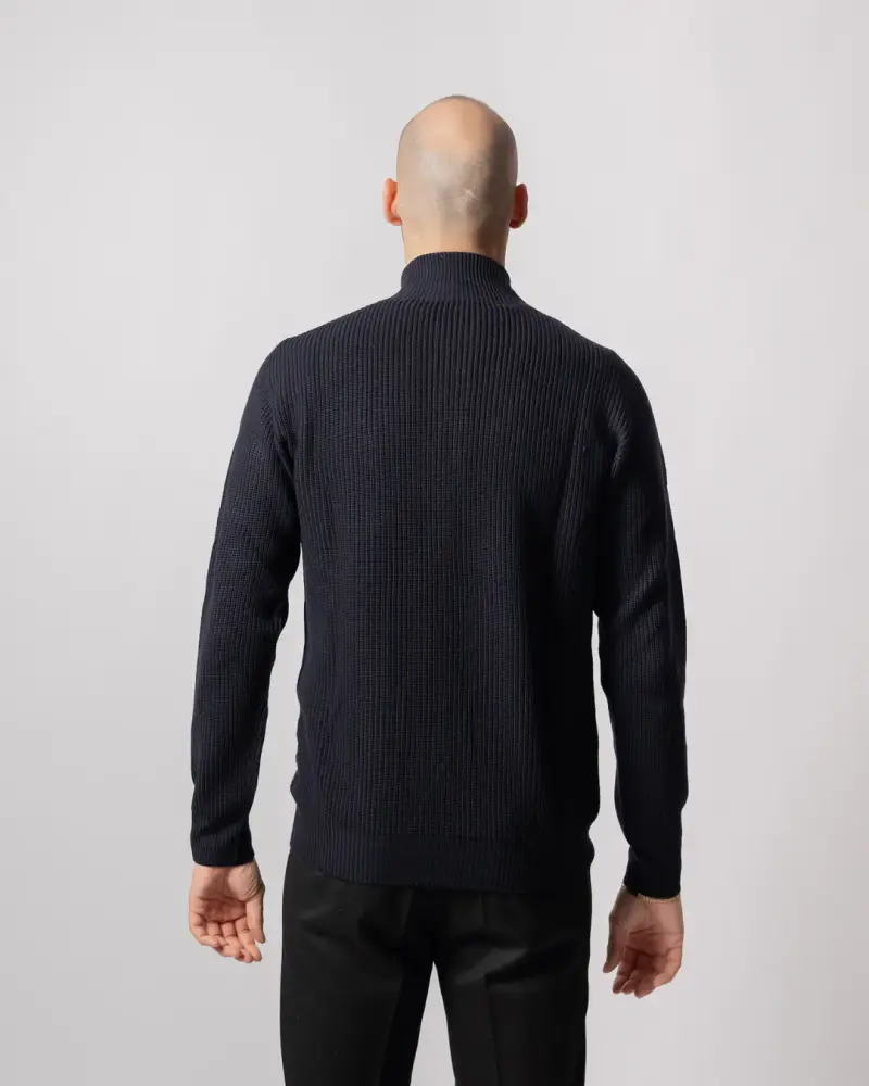 Maglia coste Full zip Blu miniatura 3