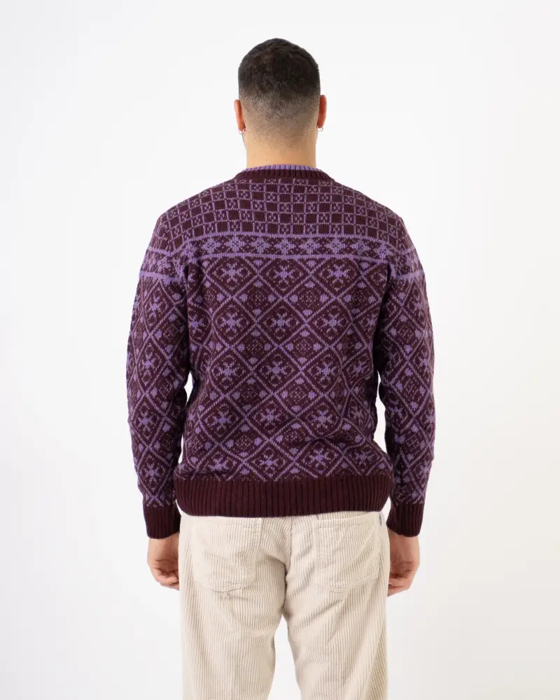 Retois Maglia Girocollo in Lana Jacquard Viola