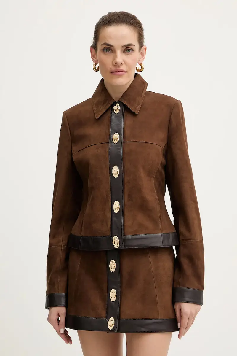 giacca in pelle scamosciata Nanna Marrone