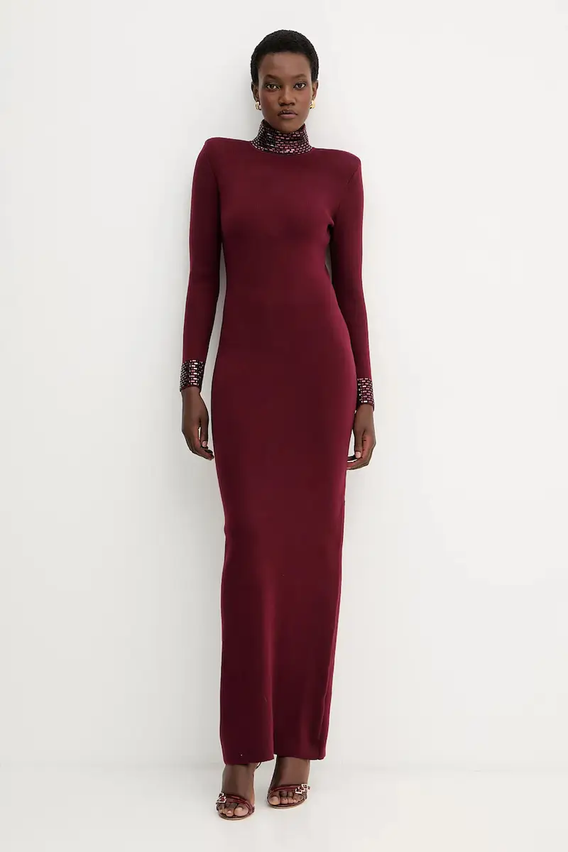 vestito con aggiunta di lana Monroe colore granata HL24-8110 miniatura 2