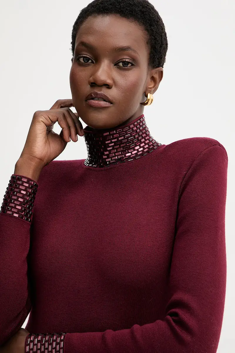 vestito con aggiunta di lana Monroe colore granata HL24-8110 miniatura 5