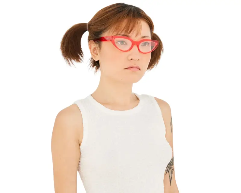 Retrosuperfuture Donna S2B Numero 124 Light red Montature da vista Acetato Rosso Cat Eye miniatura 3