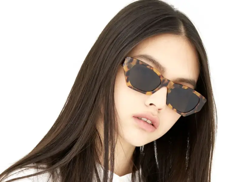 Unisex 0B0 Amata Spotted Havana Occhiali da sole Acetato Havana Nero Geometrica Normale miniatura 3