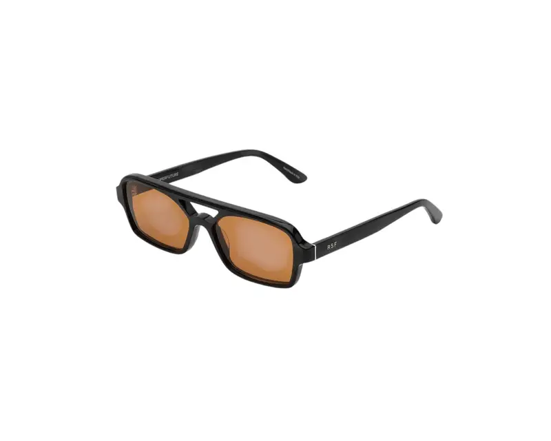 Retrosuperfuture Unisex 0N4 Vico Black Cat Occhiali da sole Acetato Nero Arancione Squadrata Normale