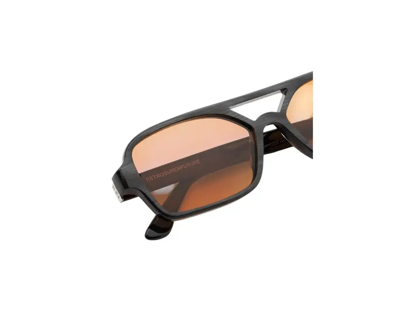 Retrosuperfuture Unisex 0N4 Vico Black Cat Occhiali da sole Acetato Nero Arancione Squadrata Normale miniatura 2