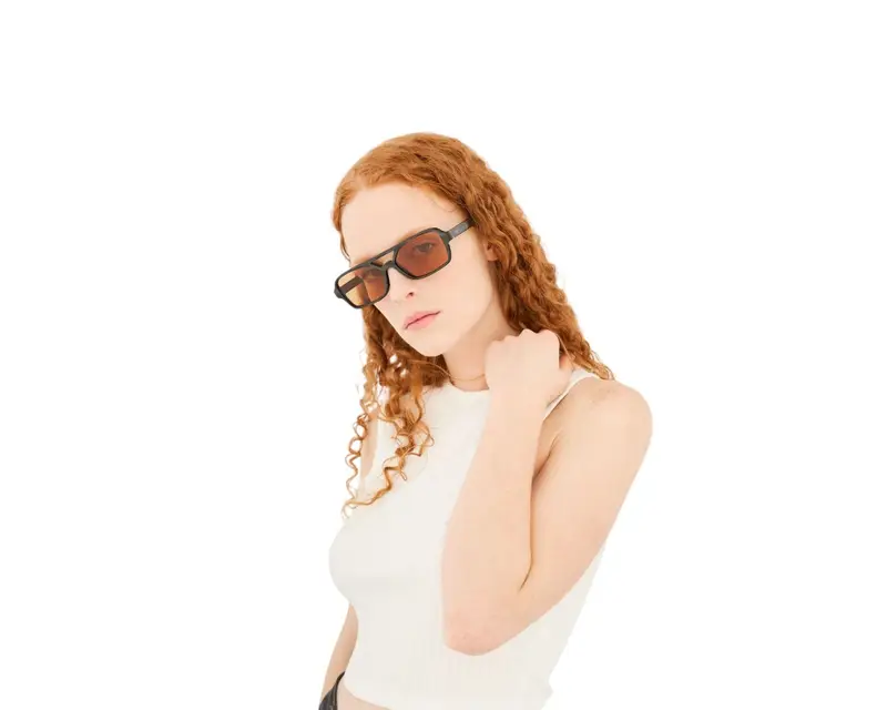 Retrosuperfuture Unisex 0N4 Vico Black Cat Occhiali da sole Acetato Nero Arancione Squadrata Normale miniatura 3