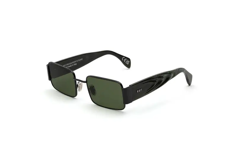 Retrosuperfuture Unisex 13W Z Tartaruga Occhiali da sole Metallo Nero Verde Squadrata Normale
