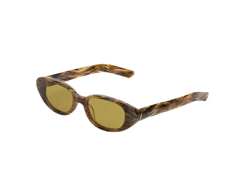 Unisex 14W VEGA GRAFFIATO Occhiali da sole Acetato Marrone Giallo Geometrica Normale