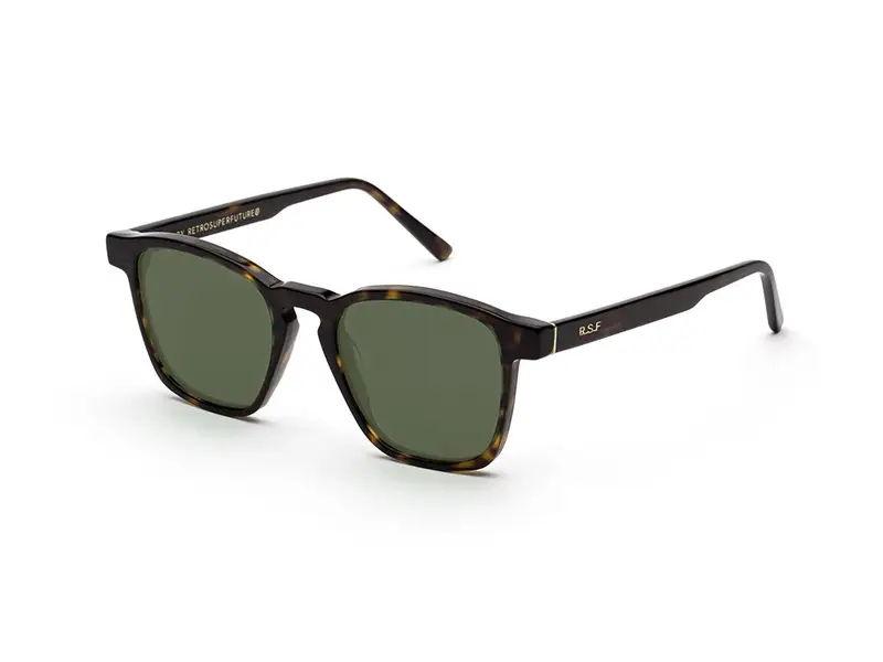 Retrosuperfuture Unisex 26D Unico 3627 Green Occhiali da sole Acetato Havana Verde Squadrata Normale
