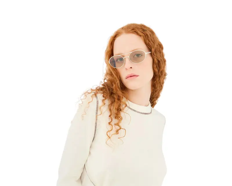 Retrosuperfuture Unisex 43v Bird Coolcat Silver Occhiali da sole Metallo Argento Marrone Rotonda Normale miniatura 3