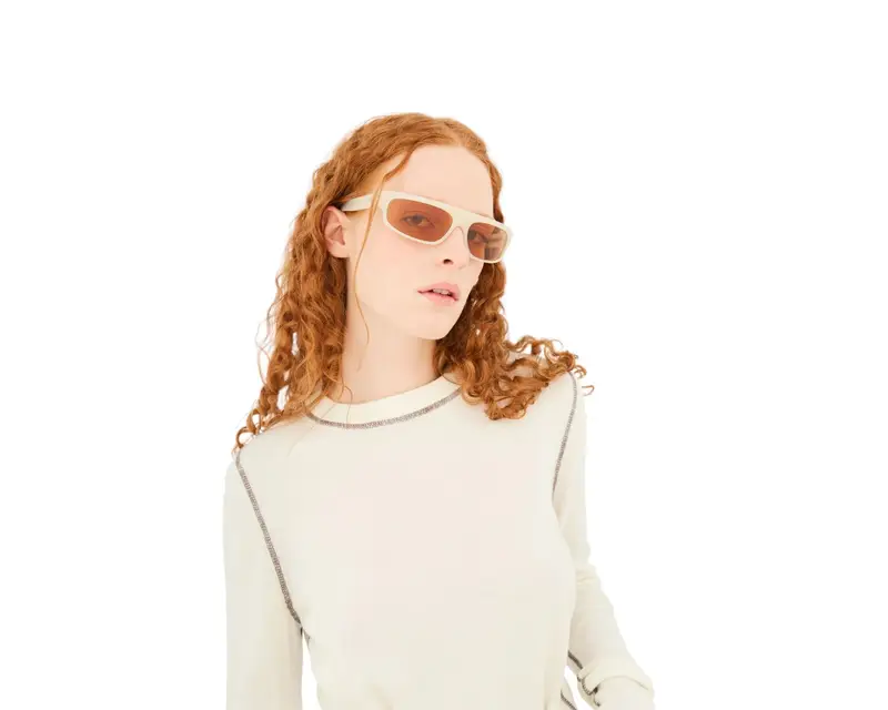 Retrosuperfuture Unisex 4B0 Zam Crema Occhiali da sole outlet Acetato Crema Marrone Normale miniatura 3