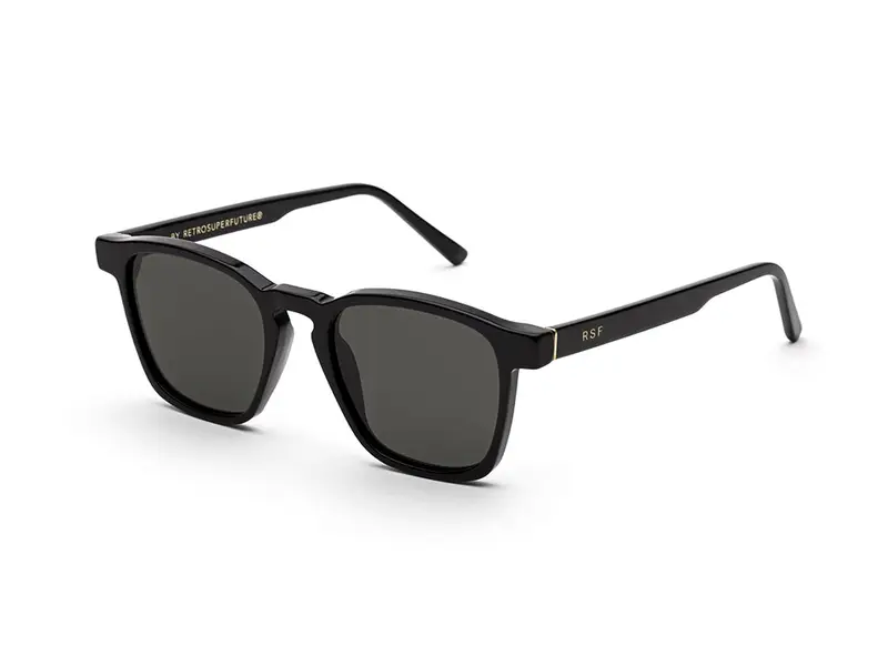 Retrosuperfuture Unisex 4F3 Unico Black Occhiali da sole Acetato Nero Nero Squadrata