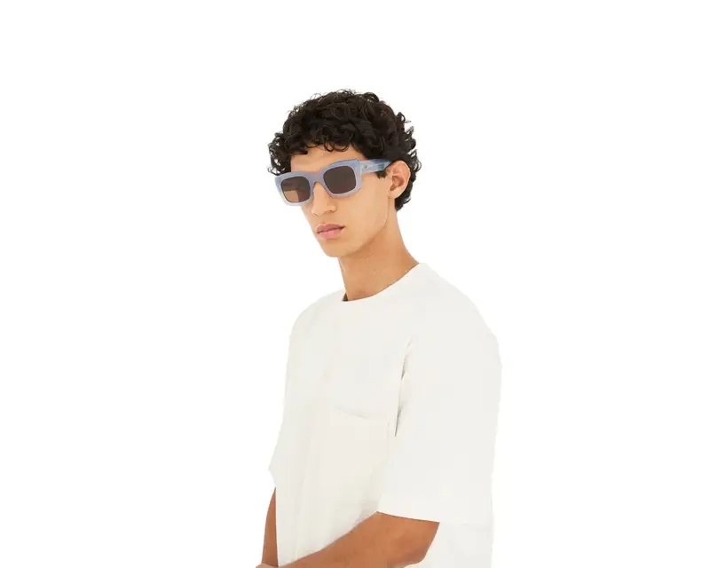 Retrosuperfuture Unisex 5Z2 Komori Light Blue Occhiali da sole Acetato Blu Marrone Squadrata Normale miniatura 3