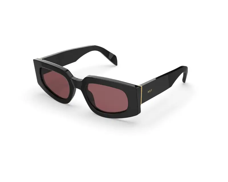 Retrosuperfuture Unisex 77Q Tetra Fantome Occhiali da sole Acetato Nero Rosso Rotonda Normale