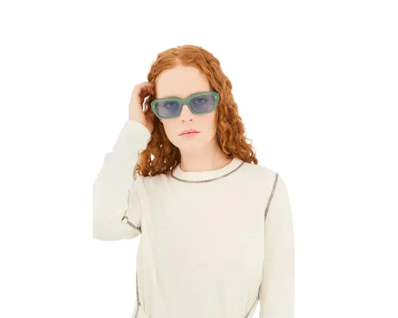 Retrosuperfuture Unisex 7P9 Miles Green Occhiali da sole Acetato Verde Azzurro Squadrata Normale miniatura 3