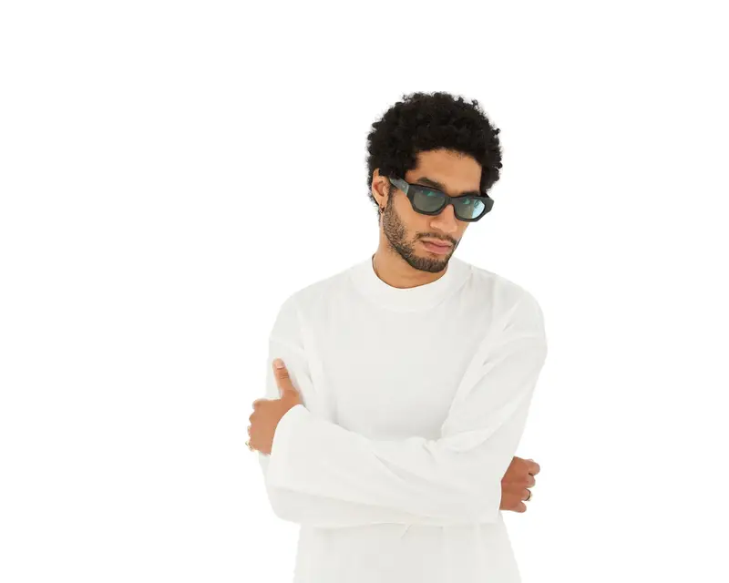 Retrosuperfuture Unisex 8FH Tono Fiammato Nero Occhiali da sole Acetato Nero Turchese Cat Eye Normale miniatura 3