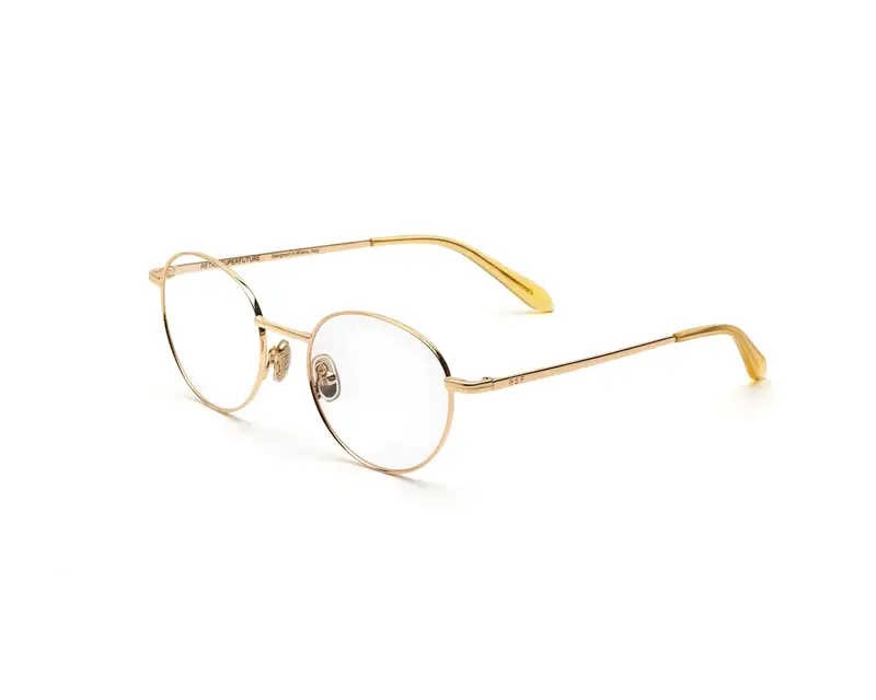 Retrosuperfuture Unisex 9FB Numero 137 Cremoso Montature da vista Metallo Oro  Rotonda