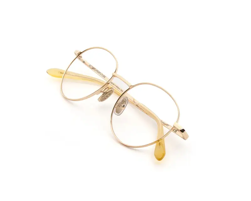 Retrosuperfuture Unisex 9FB Numero 137 Cremoso Montature da vista Metallo Oro Rotonda miniatura 2