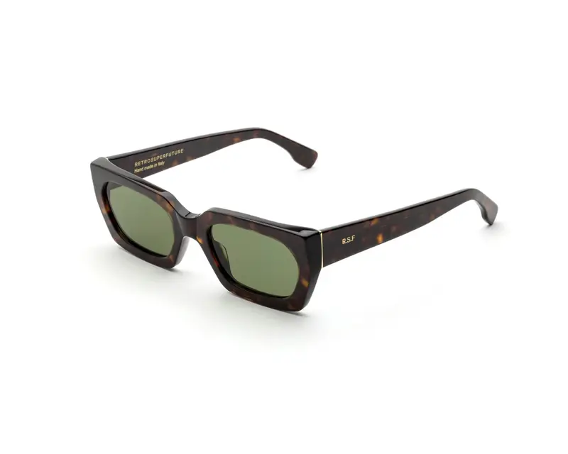 Retrosuperfuture Unisex 9RZ Teddy 3627 Occhiali da sole Acetato Havana Verde Squadrata