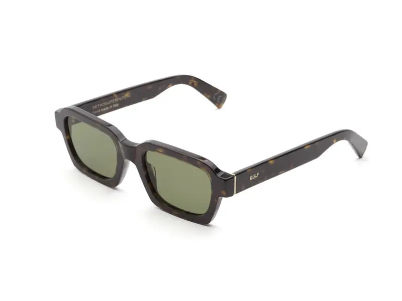Retrosuperfuture Unisex ACQ Caro 3627 Green Havana Occhiali da sole Acetato Havana Verde Squadrata Normale