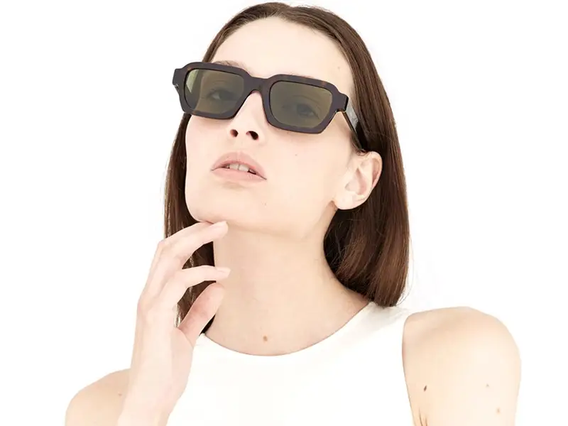 Retrosuperfuture Unisex ACQ Caro 3627 Green Havana Occhiali da sole Acetato Havana Verde Squadrata Normale miniatura 2