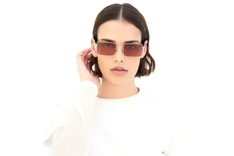 Retrosuperfuture Unisex AFN Z Bordeaux Occhiali da sole Metallo Argento Rosso Squadrata Normale miniatura 2