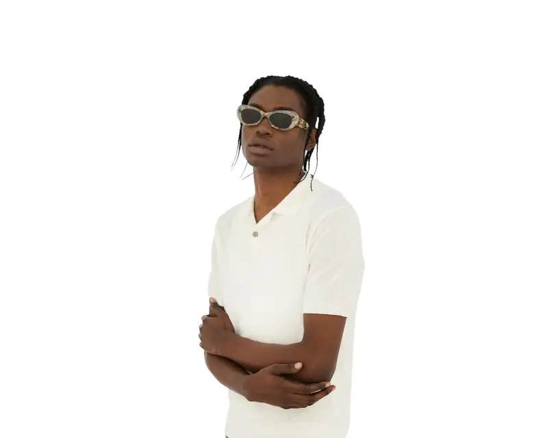 Retrosuperfuture Unisex BAX Izipho Boogie Occhiali da sole Acetato Beige Verde Geometrica Normale miniatura 3