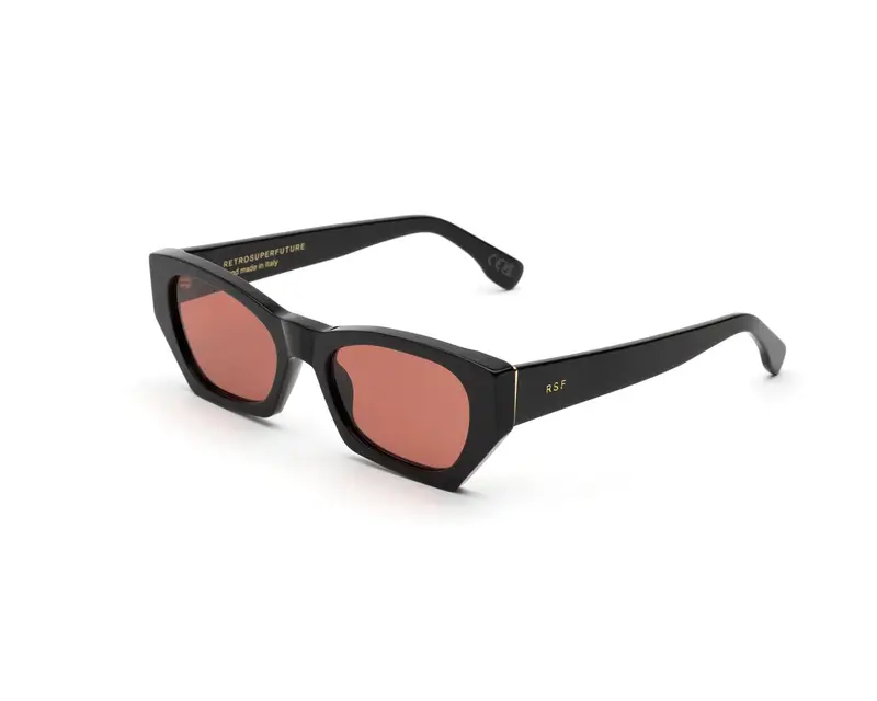 Retrosuperfuture Unisex BW5 Amata Fantome Occhiali da sole Acetato Nero Bordeaux Geometrica Normale Sfumato