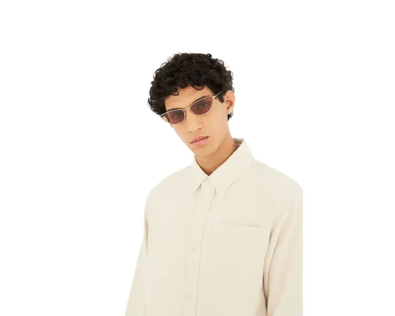 Retrosuperfuture Unisex DJN Spillo Bordeaux Occhiali da sole Metallo Argento Bordeaux Cat Eye Normale miniatura 3