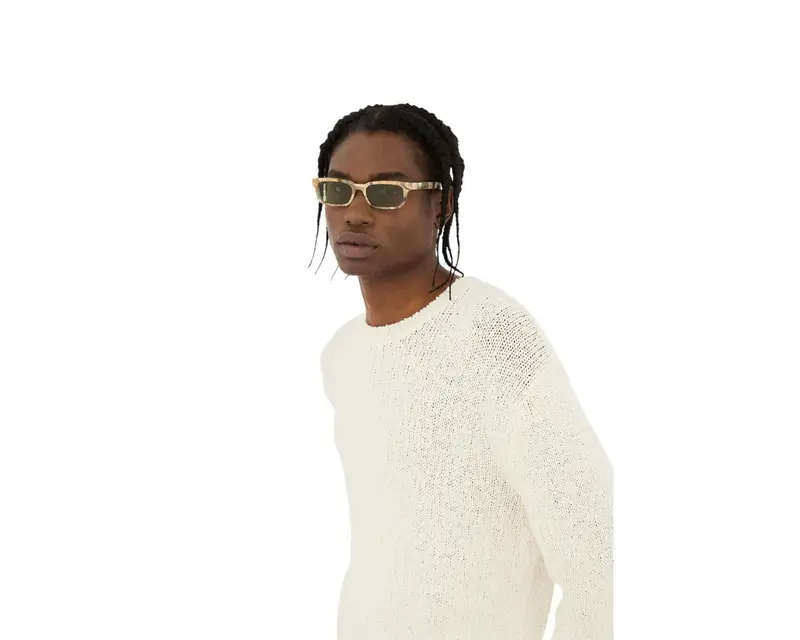 Retrosuperfuture Unisex F0O Gesto Boogie Beige Occhiali da sole Acetato Beige Verde Squadrata Normale miniatura 3