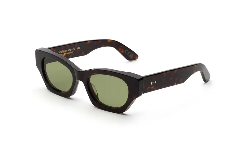 Retrosuperfuture Unisex FD0 Tono 3627 Havana Occhiali da sole Acetato Havana Verde Cat Eye Normale