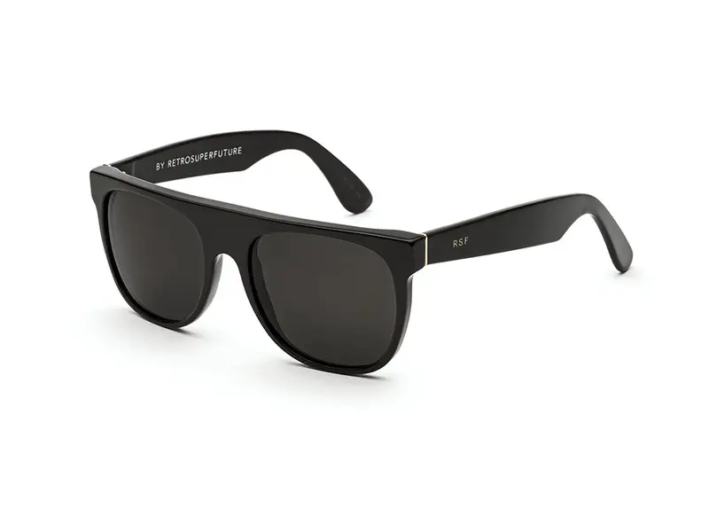 Retrosuperfuture Unisex FZQ Flat Top Black Occhiali da sole Acetato Nero Nero Pilot Normale