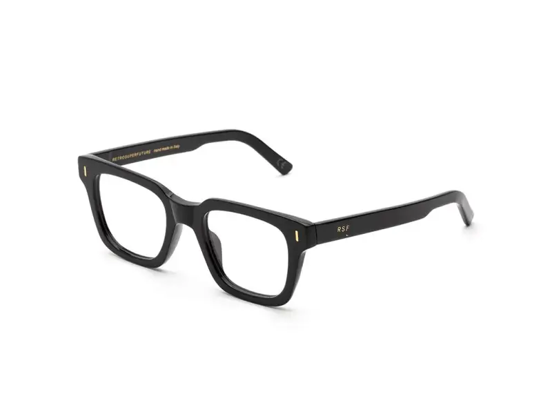 Unisex GCT Numero 79 Nero Montature da vista Acetato Nero Squadrata